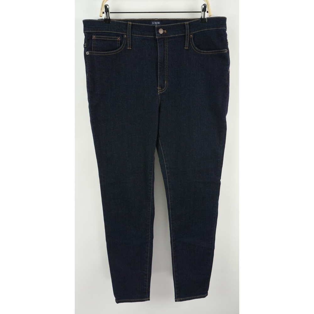 New J.Crew 10" High Rise Skinny Jeans Womens Size 33 Dark Blue Signature Stretch - Picture 1 of 10